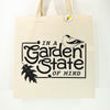 New Jersey souvenir tote bag, In a Garden State of Mind New Jersey reusable grocery bag, new jersey state symbols