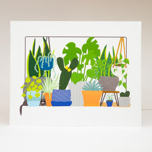 Illustration of various potted plants on a white background