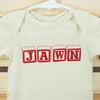 Philadelphia baby gift, Jawn alphabet blocks baby onesie, red Philadelphia souvenir baby bodysuit