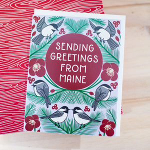 maine chickadee greeting card
