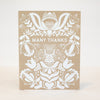 kraft folk art thank you card, ornate thank you card, blank thank you card, bridal shower thank you card