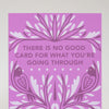 Purple card with white floral design and motivational quote on a light gray background