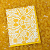 blank greeting card with pasta shapes on the front