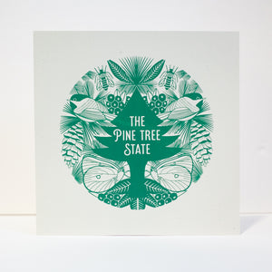 maine state symbols art print