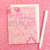 playful guinea pigs birthday card