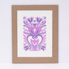 purple folk art print, floral wall art, small original art print for gallery wall, petite print series by exit343design