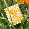 bird in a garden modern folk greeting card
