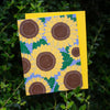 blank greeting card with a sunflower pattern