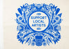Decorative design with 'Support Local Artists' text in the center on a beige background