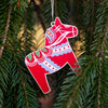 red swedish dala horse christmas tree ornament