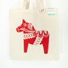 Dala horse tote bag, Swedish Dala horse tote bag, tote bag with Dala horse print
