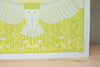Barn Owl Art Print, Screenprinted Bird Wall Art with Native Flora, Barn Owl in flight print for home