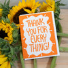 thank you for everything greeting card, bold thank you card, modern thank you card