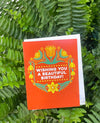 folk art tulips birthday card, colorful birthday card, birthday card for mom, tulip birthday card