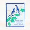 winter birds vintage-inspired Christmas card, blank christmas card, retro christmas card, winter birds card
