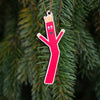 red wacky waver ornament, wacky waving inflatable tube man holiday ornament, red noodle man ornament for Christmas tree