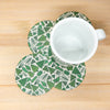evergreen trees coaster set, tree pattern coaster, nature-inspired beer coaster set, pack of four coasters