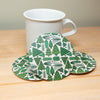 evergreen trees coaster set, tree pattern coaster, nature-inspired beer coaster set, pack of four coasters