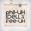 philadelphia tote bag, phonetic spelling of philadelphia by exit343design