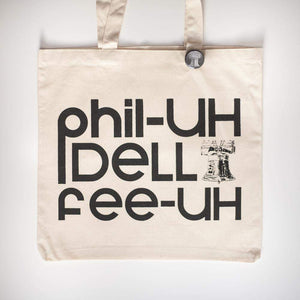 philadelphia tote bag, phonetic spelling of philadelphia by exit343design