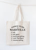 Nashville Tennessee souvenir tote bag