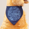Chicago dog bandanna in navy with light blue ink by exit343design