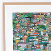 city art print, city illustration print, busy city sprawl illustration, colorful wall art for the home