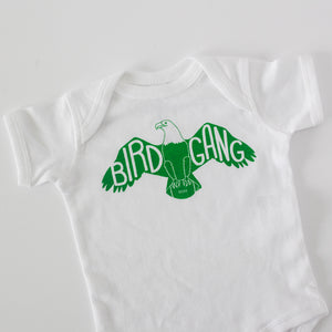 Bird Gang Eagles football baby one-piece bodysuit for Philadelphia baby gift