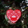 red folk art heart Christmas tree ornament