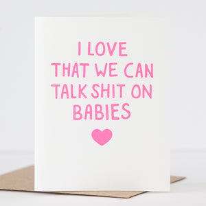 funny card for friend about ugly babies and gossip by exit343design