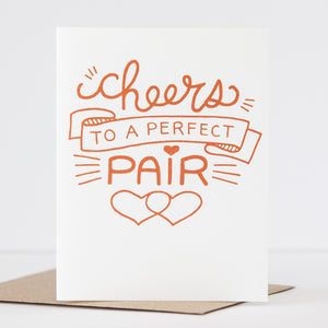 cheers to a perfect pair metallic wedding card by exit343design