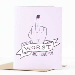 irreverent card for sibling or friend with a middle finger by exit343design