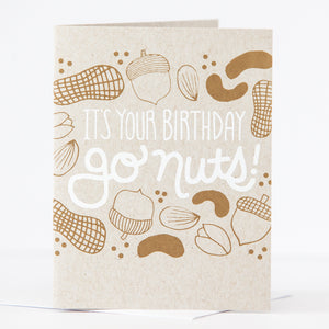go nuts pun birthday card by exit343design