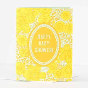 vintage floral pattern baby shower card by exit343design