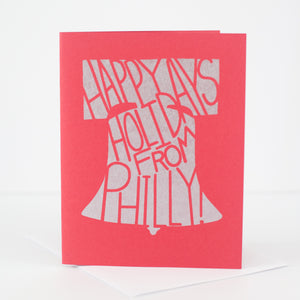 Liberty bell card, happy holidays from Philadelphia, Philly greeting card, Philadelphia Christmas card