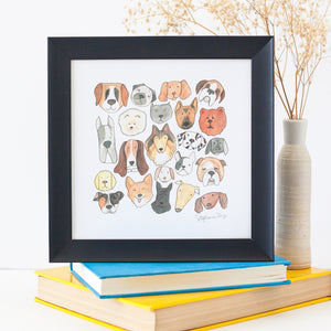 dog lover art print, digital print of dog breeds by exit343design