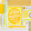 positive sympathy card for friend featuring a colorful yellow sunshine