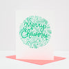 floral Merry Christmas card, blank holiday card by exit343design