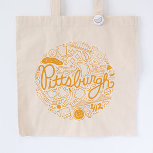 Pittsburgh tote bag featuring Pittsburgh icons by exit343design
