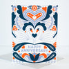 colorful wedding anniversary card with swans by exit343design