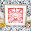 home sweet home folk art print for the home in red by exit343design
