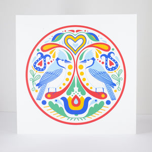 blue jay art print hex sign by exit343design