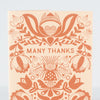 copper folk art thank you card, ornate thank you card