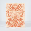 copper folk art thank you card, ornate thank you card