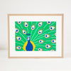 peacock art print, stylized peacock feather art