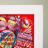 test print number four, OOAK art print, one of a kind Home Sweet Home print