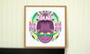 purple great horned owl folk art print by exit343design