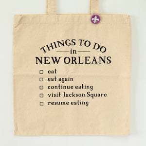 things to do in New Orleans tote bag souvenir