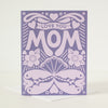 purple folk art Mother's Day card, decorative Mother's Day card, floral Mother's Day card