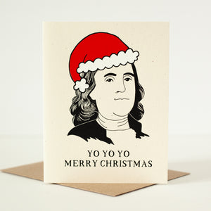 funny Philadelphia card, Philly Christmas card, Benjamin Franklin card, yo yo yo card by exit343design